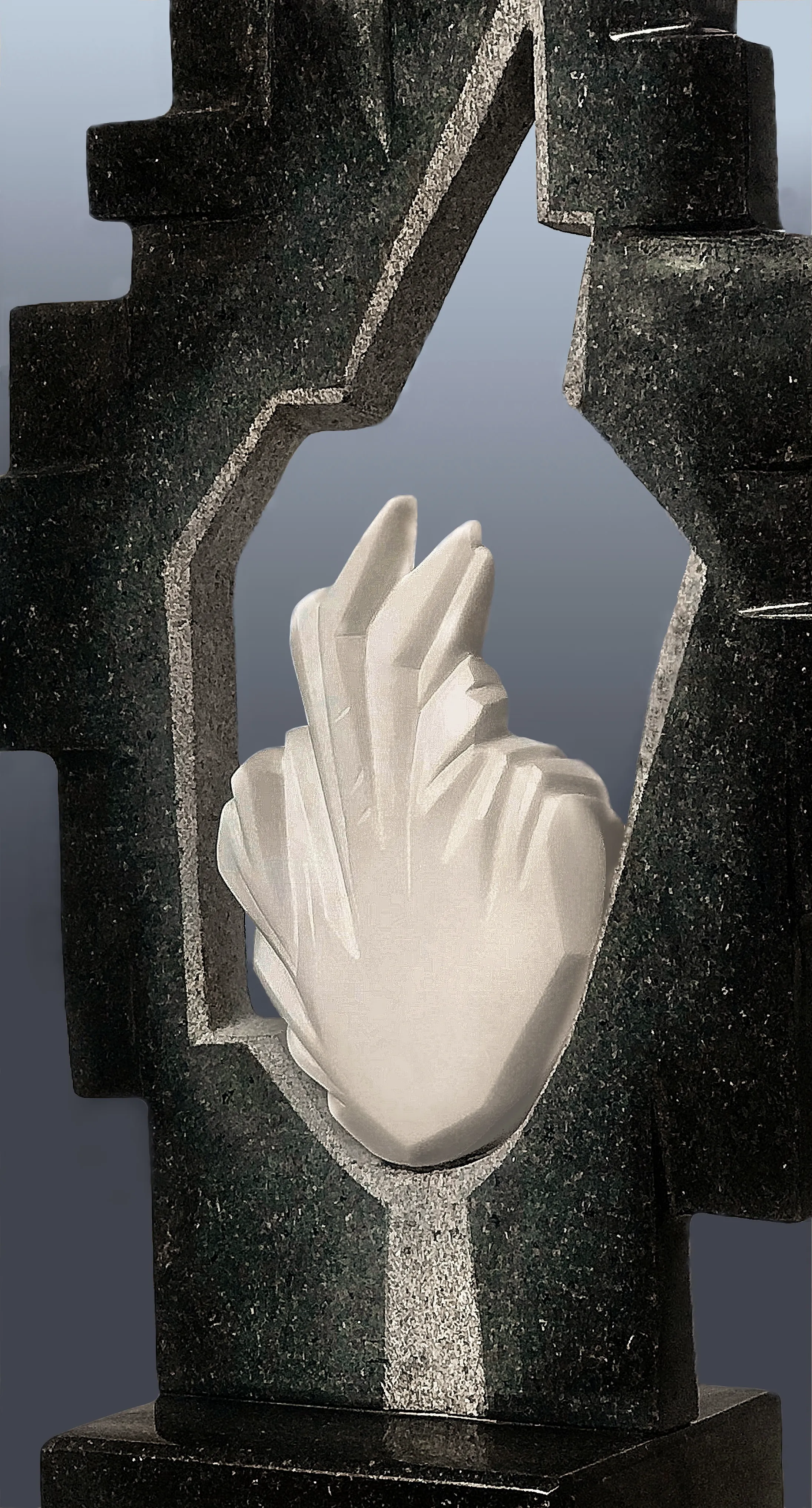 Image of HEART OF MARIUPOL by Roman Kykta, size: 740/300/150 мм, made of Marble, gabbro, Sculpture Exhibition plastic arts medium, from Lviv, priced at $10000 Photo 1 of 5.