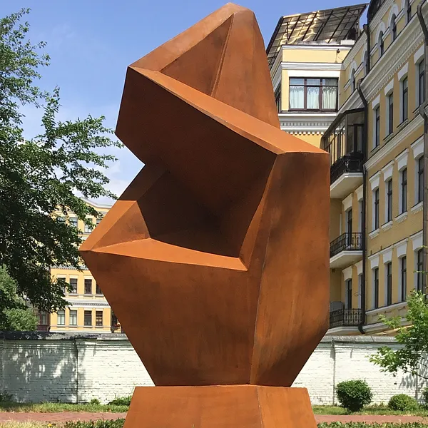 Image of SINGULARITY by Roman Kykta, size: 2250/1400/1300 мм, made of Corten steel, Sculpture Symposiums medium