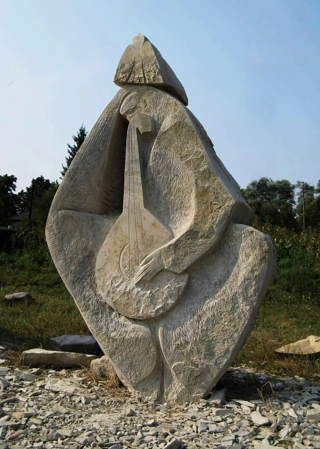 Image of FALCON`S SONG by Roman Kykta, size: 3500/2000/700 мм, made of Quartzite, Sculpture Symposiums medium, from village Busha, Yampil district, Vinnytsia region.