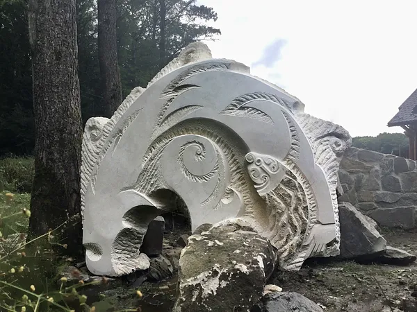 Image of He Who Breaks the Dams by Roman Kykta, size: 2000/2300/550 мм, made of Limestone, Sculpture Symposiums medium, from Volya Yakubova village, Lviv region.