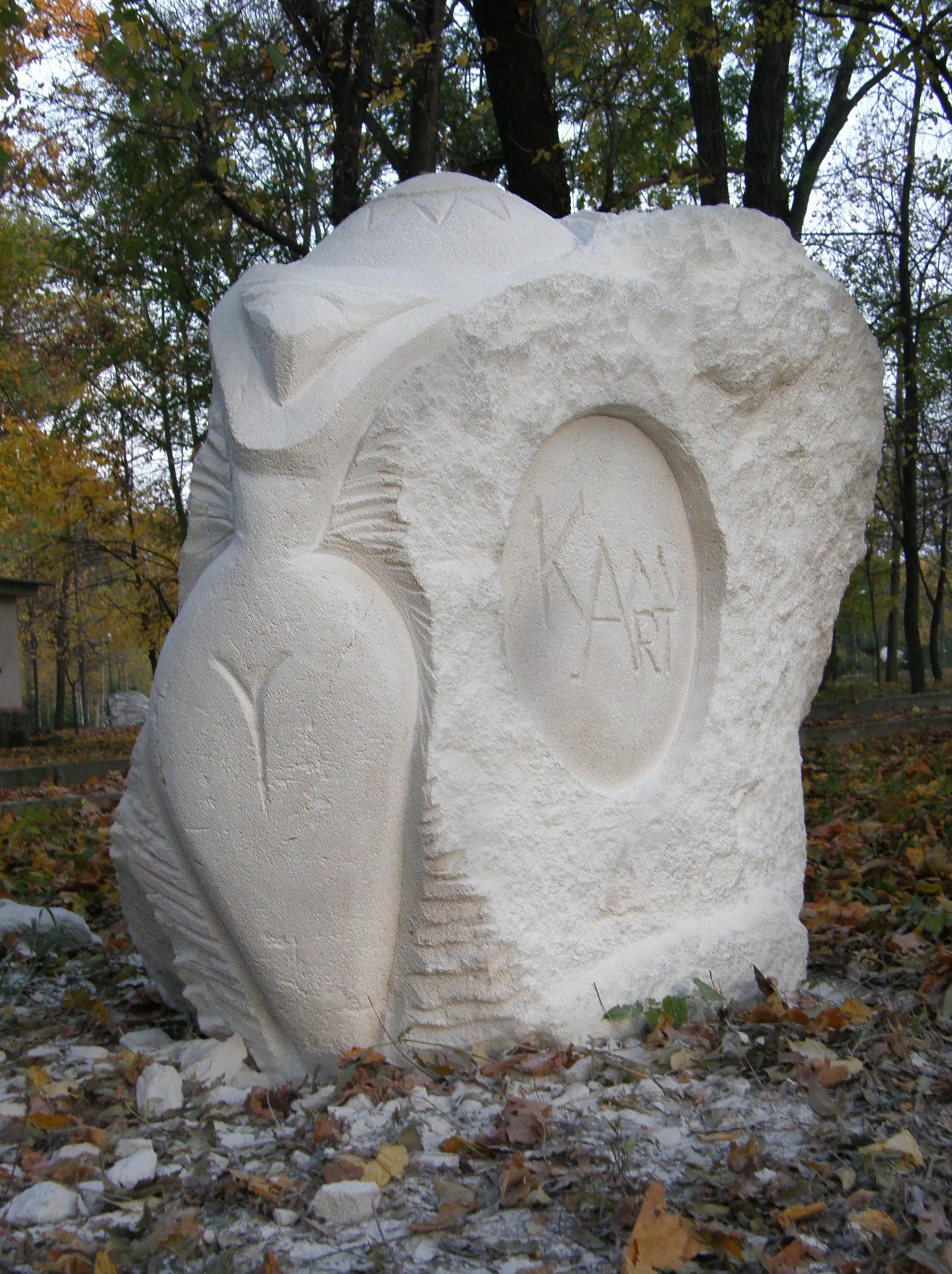 Image of TRYPILLIAN NIKKA by Roman Kykta, size: 1300/900/500 мм , made of Limestone, Sculpture Symposiums medium, from City of Kamenka, Transnistria Photo 2 of 2.