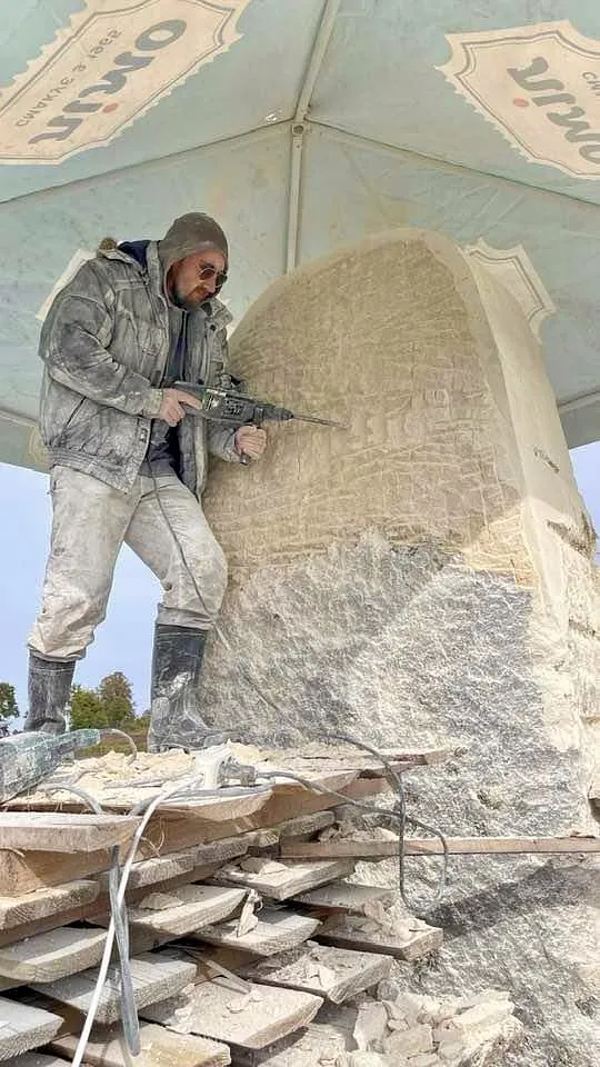 Image of MAMAI by Roman Kykta, size: 3500/1000/700 мм, made of Limestone, Sculpture Symposiums medium, from Volya Yakubova village, Lviv region. Photo 7 of 7.