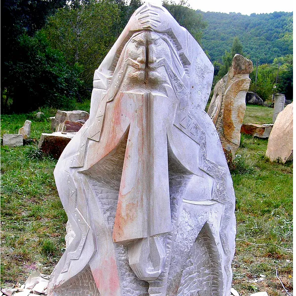 Image of INNER STRUGGLE by Roman Kykta, size: 1800/1000/1000 мм, made of Sandstone, Sculpture Symposiums medium, from village Busha, Yampilsky district, Vinnytsia region.